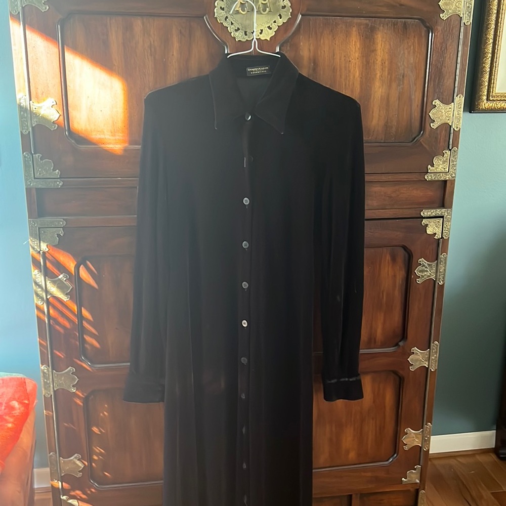 Donna Karen New York — Velvet button down dress ESSENTIAL